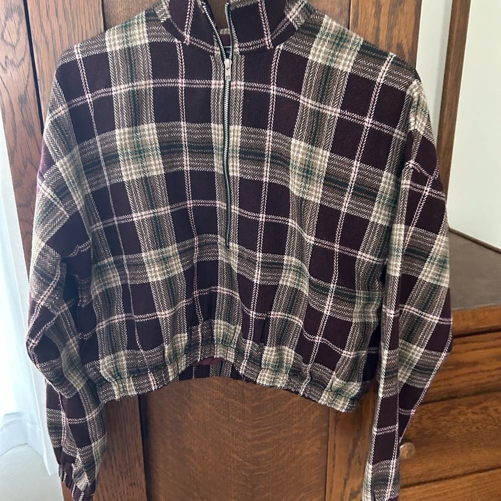 Blue Blush Burgundy Plaid Jacket